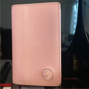 CHANEL Pink Wallet with Gold Logo